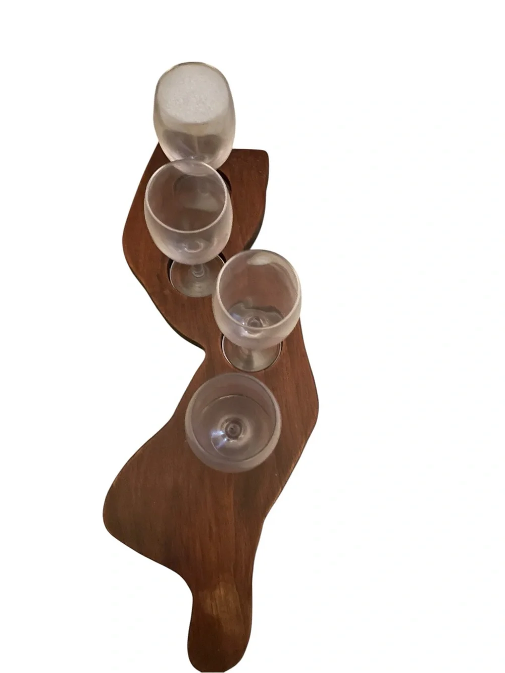 New Jersey Handcrafted Wooden Wine Flight Board with Four Glasses